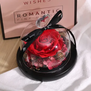 12cm Konzervované V Skle Ruže Darček pre Priateľku Valentines Day Dar, Deň matiek Domova Ruža Eternelle Darček Miestnosti Dekorácie