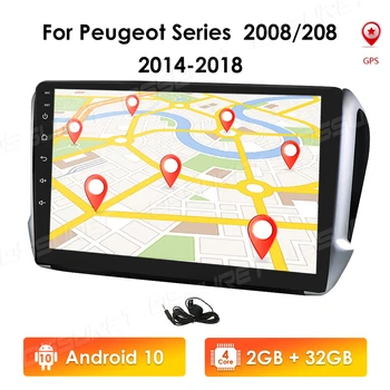4G LTE Android 10.1 Peugeot 2008 208 Série-2018 Multimediálne Stereo Auto NODVD Prehrávač, Navigácia GPS, RDS WIFI DAB+