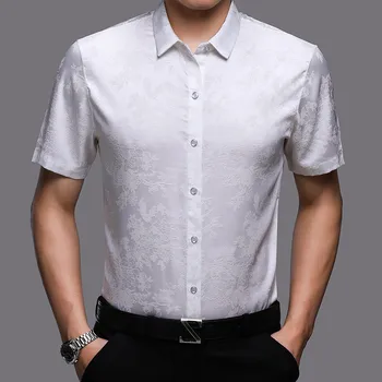 2018 Najnovší štýl, pánske letné hodváb kvetinové šaty módne tričko pruhované muž hodvábne šaty, krátky rukáv hodváb tričko pre muža