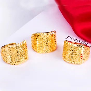2019 Nové Trendy Mužov 24K Gold Ring Top real 24K Gold Viacerými štýl Denne Male Šperky Strany Darček Veľkosť svadobné šperky prstene