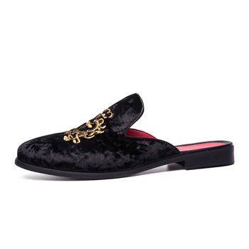 Nové pánske baotou papuče semiš vysoko kvalitné pánske topánky, originálne módne výšivky osobné pánske topánky, strana topánky