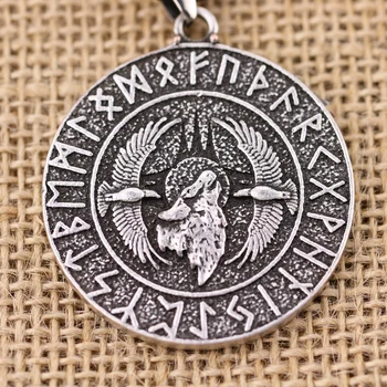 10PCS Viking Runy Amulet Prívesok Náhrdelník Veľké Rune Vlk hlavu Prívesok Náhrdelník Šperky Wiccan Náhrdelník Severanov Pohanské Runy