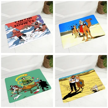 Adventures of Tintin Tlač Rohožky Super Mäkké Flanelové Koberec pre Kuchyňa Spálňa Non-Slip Dekor Cartoon Podlahy, Dvere Mat 40x60cm