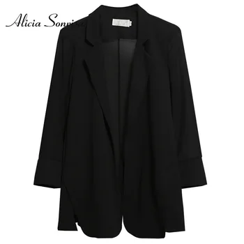 Šifón black blazrs bunda ženy plus Veľkosť Biele dlhé Sako Prikryť Slnko-Dôkaz Oblečenie Tenkú vrstvu Airable sako žena
