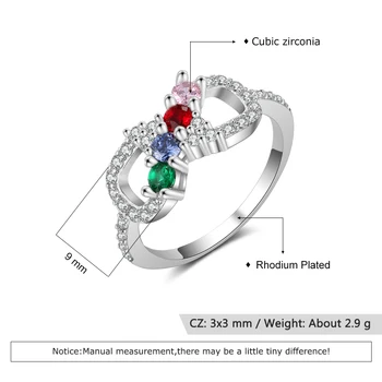 Romantické Ženy, Infinity Prsteň so Zirkónom Prispôsobené 4 Birthstones Prstene pre Ženy Osobný Dar (JewelOra RI103810)
