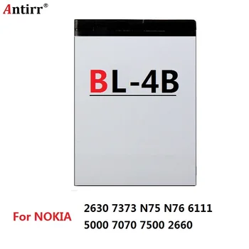 Antirr Telefón Batéria BL-4B Pre Nokia 2630 7373 N75 N76 6111 5000 7070 7500 2660 Náhradné Batérie BL 4B BL4B Maloobchodných Balíkov