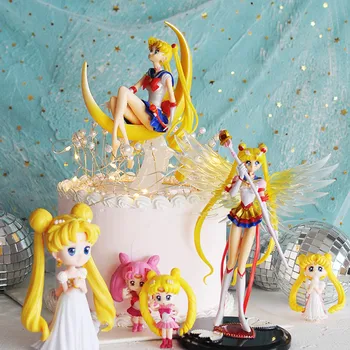 Anime Sailor Moon Tsukino Usagi PVC Akcie Obrázok Krídlo Sailor Moon Tortu Vňaťou pre Cake Decoration Supplie