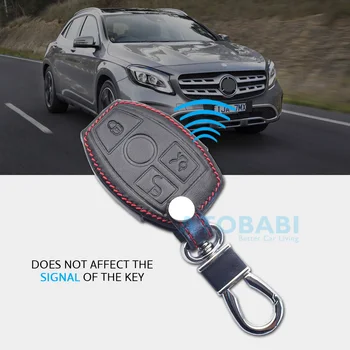 Kožené Kľúča Vozidla Prípade Na Mercedes Benz E C Triedy C260 AMG Keychain Držiak na Smart Keyless Diaľkové Fob Kryt Chránič Taška na Príslušenstvo