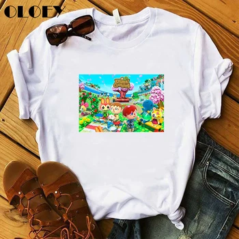 Vintage Camiseta Mujer Kawaii Japonský Animal Crossing T Shirt Ženy Harajuku Topy Letné Tee Tričko Femme Estetické Oblečenie
