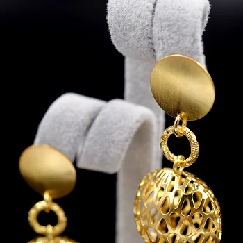 Slnečné Šperky Latríny Visieť Ženy Náušnice Nádherné Šperky Dvojitý Loptu Duté Pre Svadobné Party Výročie Denne Darček