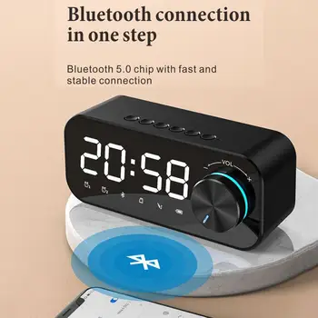 Zrkadlo Budík Bluetooth Reproduktor Digitálny Displej Budík LED, Bezdrôtový Subwoofer, Hudobný Prehrávač Multifunkčné Stolové Hodiny