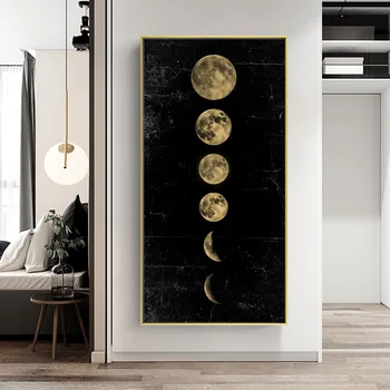 Veľká Veľkosť Zatmenia Mesiaca Wall Art Obraz Minimalistický Plátne, Plagát, Tlač Vesmíru Dlho Banner Umenie Maľba Domova