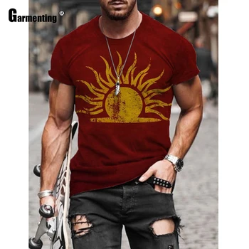 Garmenting Plus Veľkosť Mens Top Módne oblečenie 3D Pinted T-shirt 2021 Nové Letné Bežné Pulóvre Kolo Krku T Shirt Mužov 5XL
