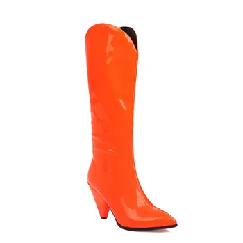 MORAZORA 2020 Veľká veľkosť 33-48 kolená vysoké topánky fashion vysoké podpätky ukázal prst dámske zimné topánky farbou žien topánky