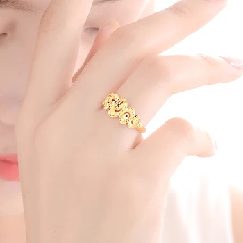 24K Pure Gold Ring Reálne AU 999 Pevné Zlaté Krúžky Elegantný Lesklý Srdce Krásnej Luxusnej Módnej Klasické Šperky Hot Predaj Nových 2020