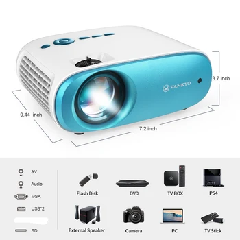 VANKYO A100MQ Mini Projektor 1080P Prenosné Video Projektor Kompatibilné s TV Stick//TV Box/Laptop/DVD/PS4 Domáce Kino