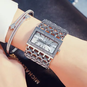 NOVÉ G&D, Luxusné Značky dámske Hodinky Strieborné náramkové hodinky Quartz Drahokamu Dámy Šaty Sledovať Relojes Mujer relogio feminino