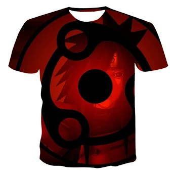 2021 Nové Letné 3 D T Shirt Naruto Mužov Oblečenie Chlapec Chlapec, Krátky Rukáv, Priedušné, Módne Anime Krvi Kolesa Očí Prispôsobiť 110-6 XL