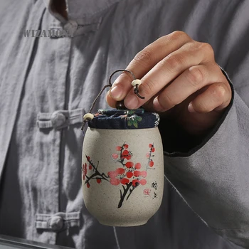 1PCS WIZAMONY Čaj Jar Caddy pre puer Surový Keramiky Oolong čaj čínsky porcelán, keramická nádoba čaj kanister kung fu skladovanie hrudníka
