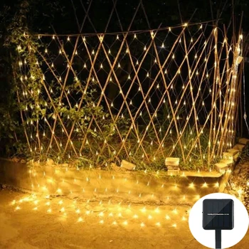 Solárne, Vianočné LED Čistý Oka String Svetlo 1.1X1.1M/2X3M Waterprooof Outdoor Záhrada Svadobné Okno Závesom Netto Víla String Svetlo