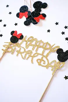 Myš Happy Birthday Inšpiroval Lesk Vlajky Zástavy Tortu Vňaťou myši dievča, chlapec Narodeninovú tortu, Mulčovače