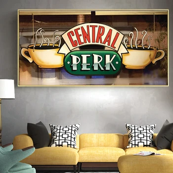 Central Perk Kaviareň Plátno na Maľovanie Priateľov TV Show Plagáty a Vytlačí Wall Art Obraz Cuadros pre Obývacia Izba Decor Č Rám