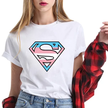 Letné Tumblr Fashion Tričko Super Trans Hrdosť Ženy O-neck Tričká Krátky Rukáv, Topy, Tričká pre Ženské Oblečenie Kawaii Tričko