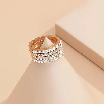 Salircon Kpop Luxusné Crystal Prstene pre Ženy Móda Estetické Lesklé Drahokamu Pár Krúžky Nastaviť Svadobné Šperky Darček 2021 Trend