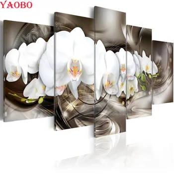 Multi-obrázky 5d DIY Diamond maľovanie cross stitch Square/kolo,5 ks,Mozaiky,kvet Magnólie Diamond Výšivky úplné zobrazenie