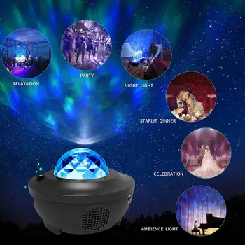 Galaxy lampa Farebné Hviezdne Nebo Projektor Blueteeth USB Hlas, diaľkové Ovládanie Hudobného Prehrávača LED Nočné Svetlo Romanti Premietacie gif