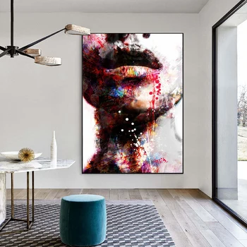 Abstrakt Dievča Wall Art Plátno, Vytlačí Sexy Pery Umenie, Nástenné Maľby Umenie Výtlačkov Moderných Domov Stenu Dekoratívne Obrázky Cuadros