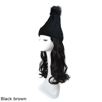 Pletené Čiapky klobúk S vlasy parochňa Dlhé vlny Tepelne Odolných vlákien predlžovanie Vlasov pre Dievčatá Ľahké Nosenie
