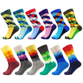 Mens Ponožky Farebné Bežné Bavlnené Ponožky Módne Hip Hop Klasické Prúžok Koberčeky Radi Vtipné Business Šaty Ponožky Darčeky pre Mužov