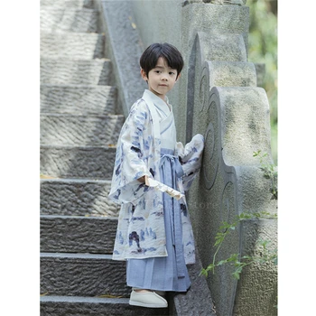 Deti Tradičné Japonské Kimono Nastaviť Orientálna Samuraj Cosplay Kostým Chlapci Retro Dávnych Yukata Výkon Oblečenie Set Sa