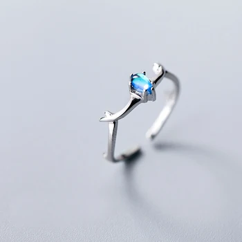 MloveAcc Osobnosti 925 Sterling Silver Blue Crystal Elk Parohy Prstene pre Ženy Vianočný Darček Striebro 925 Šperky