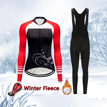 2021 Zimné cyklistické oblečenie žien bib nastaviť Thermal Fleece cyklistický dres triatlon oblek dámy súpravy, šaty, požičovňa šiat mtb nosenie