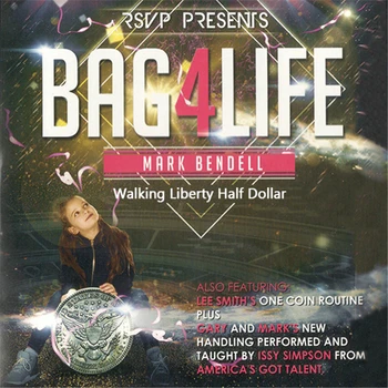 Bag4Life (1 Prechádzky Slobody Pol Dolára Mince a DVD) Kúzla Fáze zblízka Magia elementary meditation Ilúzie Trik Rekvizity Magica