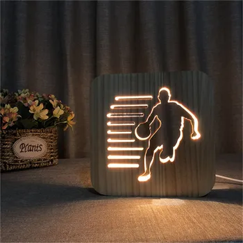 3D Drevené Športové Nočné Svetlo DIY Prispôsobiť Lampa na Futbal, Basketbal, Volejbal Baseball stolná Lampa Priatelia Narodeniny Trofej Darček
