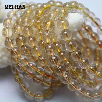 Meihan doprava Zadarmo (2 náramky/set) fyzické zlato rutilated quartz 7.5-8 mm kolo voľné korálok, kameňa pre šperky robiť dizajn