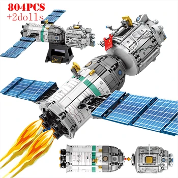 804PCS Priestor Kozmických lodí s Posádkou Stavebné Bloky Astronaut Údaje Mesta Letecký Raketovú Techniku, Tehly, Hračky Pre Deti, Darčeky