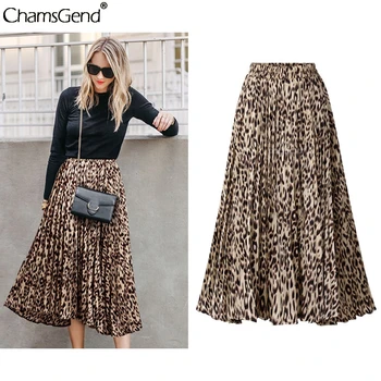 Plus Veľkosť Leopard Tlač Sukne Ženy 2020 Nové Jar Leto Skladaný Dlhé Sukne Streetwear Vysoký Pás Vrstvené Sukne Faldas Mujer