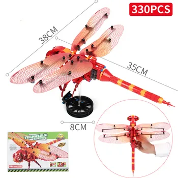 330Pcs Simulované hmyzu DIY Červená Dragonfly Stavebné Bloky Kompatibilné Legoingly Techniku, Tehly deti Vzdelávacie Hračky pre Deti,