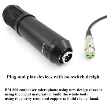 BM 800 inovované BM 900 Profesionálne Štúdio USB Chladič Káblový Mikrofón na Počítači, Notebooku, Nastaviteľná hlasitosť, reverb mikrofon