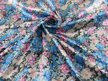 Romantický Kvetinový Vzorované Tkaniny Mäkké Šaty Scarfs Diy Satin Textílie