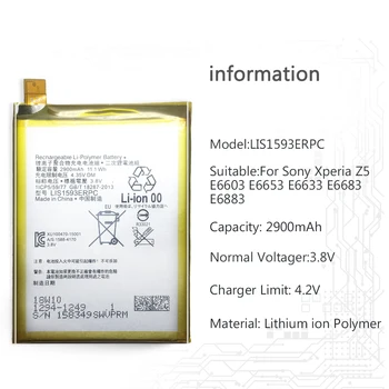Pre Sony Xperia Z5 E6603 E6653 E6633 E6683 E6883 Batérie LIS1593ERPC 2900mAh Náhradné Batérie