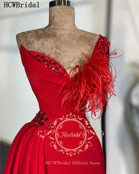Nové Červené Dlhé Večerné Šaty Ramena Pierko Crystal Plášť Formálne Príležitosti Šaty Plus Veľkosť Prom Party Šaty Prispôsobiť