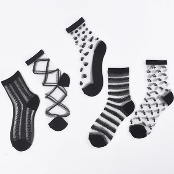 Čipky 5Pairs Priehľadný Kryštál Ponožky 2018 Iný Štýl Pohodlný Úplnej Hodváb Lete Členok Ženy Ponožky
