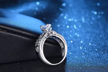 S925 Šterlingov Strieborné Prstene pre Ženy, Svadobné Diamantové Prstene pre Luxusné Vianočné Bohemia Kvet 925 Strieborný Prsteň pre Jemné Šperky