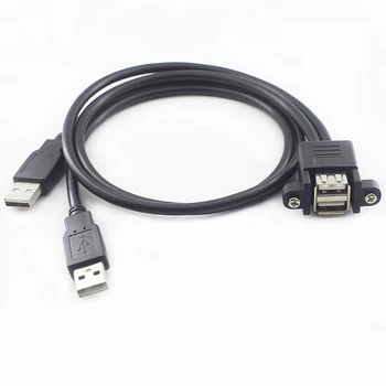 2-port USB 2.0 Typu mužmi A Rozšírenie Skrutku Lock Panel Prípojný Kábel, Kábel 30 cm 50 cm