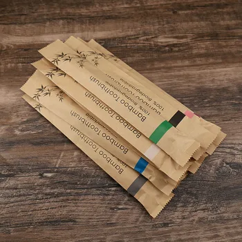 50 / 100 Ks Prenosné Bambusu zubné kefky Eco Friendly Drevené Zubná Kefka pre Dospelých, Deti Prispôsobené Laserové Gravírovanie Loga